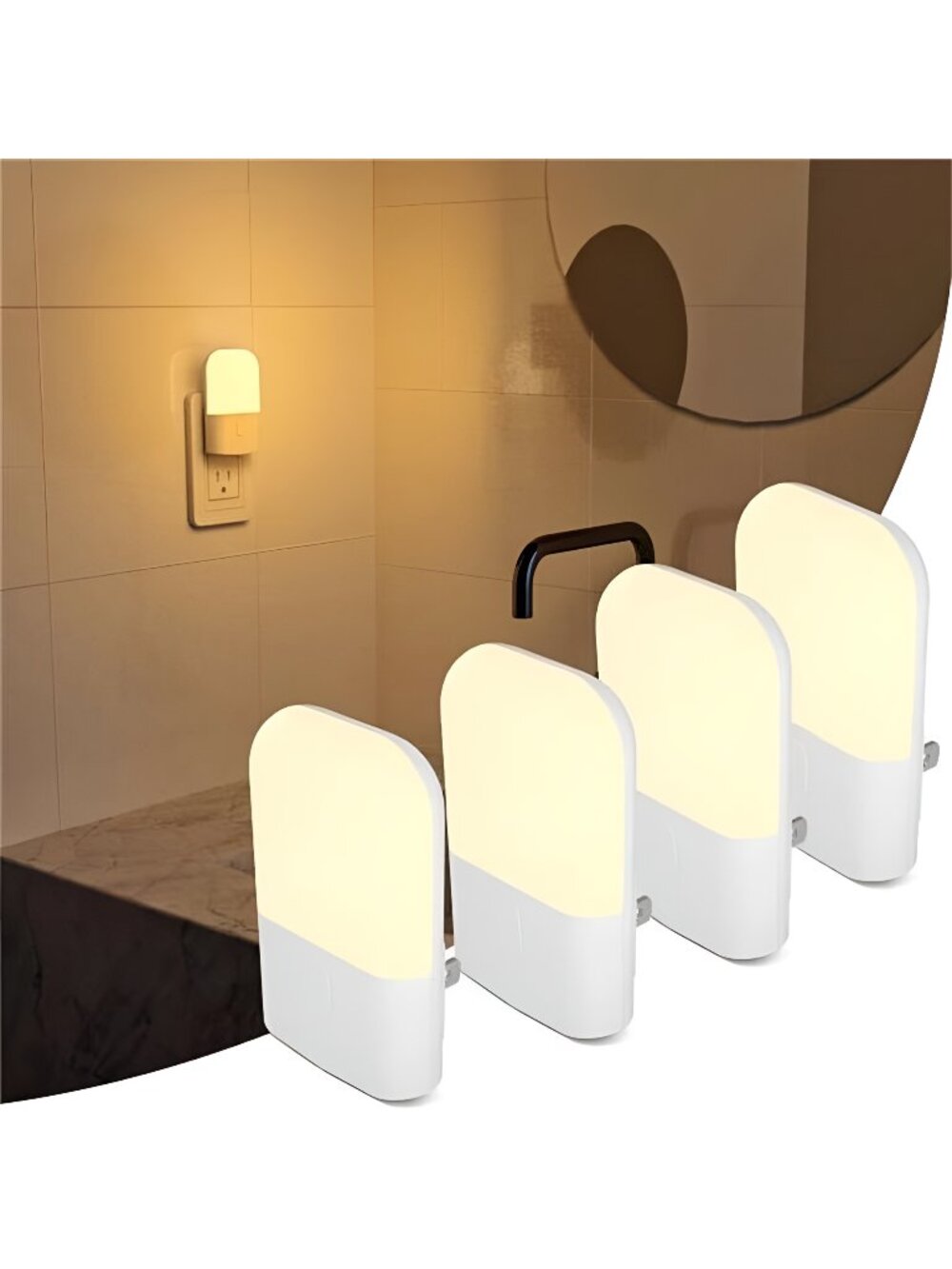 Night Light LED Auto Dusk to Dawn Sensor Light, Dimmable Nightlights, 4 Pack